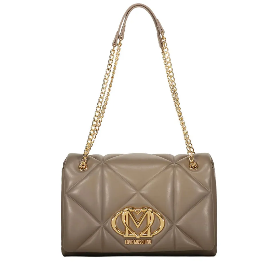 Borsa a Spalla e a Tracolla Trapuntata LOVE MOSCHINO linea Embossed Taupe