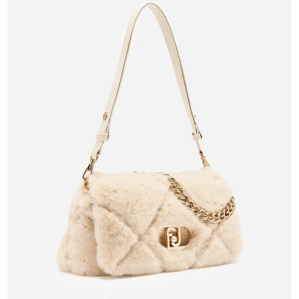 Borsa a Spalla Media LIU JO linea LaPuffy in Pelliccia Sintetica Trapuntata Marmo