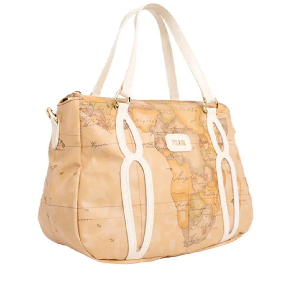 Borsa Donna a Mano 1A Classe Alviero Martini linea Soft Petals in Tessuto Soft Geo Classic e Avorio LE57