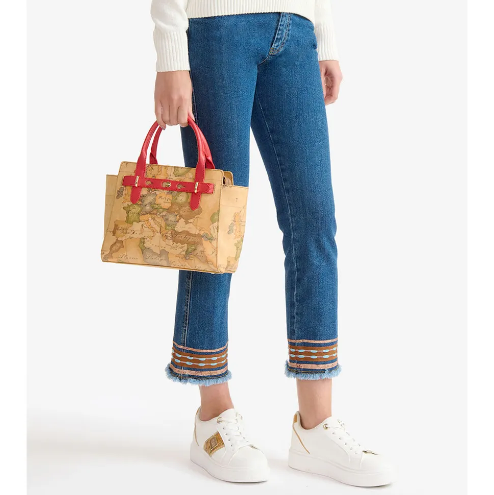 Borsa Donna a Mano 1A Classe Alviero Martini linea Escape Geo stampa Geo Classic e Cuoio LE61