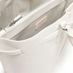Borsa Donna a Mano a Secchiello COCCINELLE in Pelle Colore Blanco linea Flores Misura Piccola