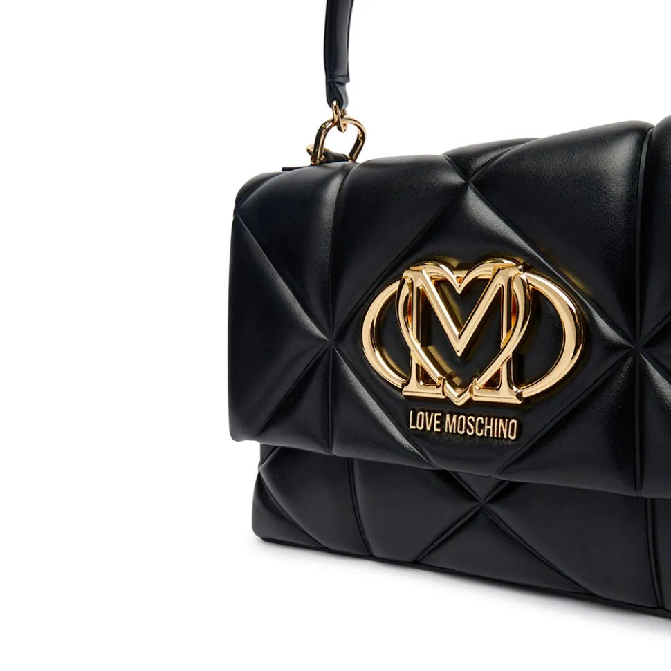 Borsa Donna a Mano con Tracolla LOVE MOSCHINO linea Embossed Trapuntata Nera