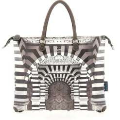 Borsa Donna a Mano con Tracolla GABS G3 PLUS Large in Pelle stampa Portone B/N