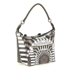 Borsa Donna a Mano con Tracolla GABS G3 PLUS Large in Pelle stampa Portone B/N