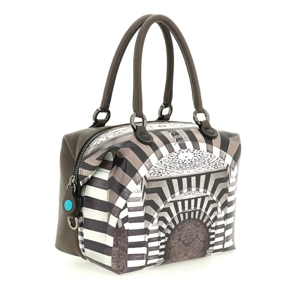 Borsa Donna a Mano con Tracolla GABS G3 PLUS Medium in Pelle stampa Portone B/N