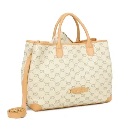 Borsa Donna a Mano Large BRACCIALINI linea Monogram in Pelle Beige