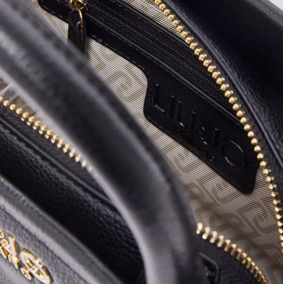 Borsa Donna a Mano LIU JO Better stampa Bottalata Nera con Charm