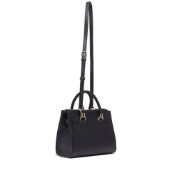 Borsa Donna a Mano LIU JO Better effetto Bottalato Nero con Charm