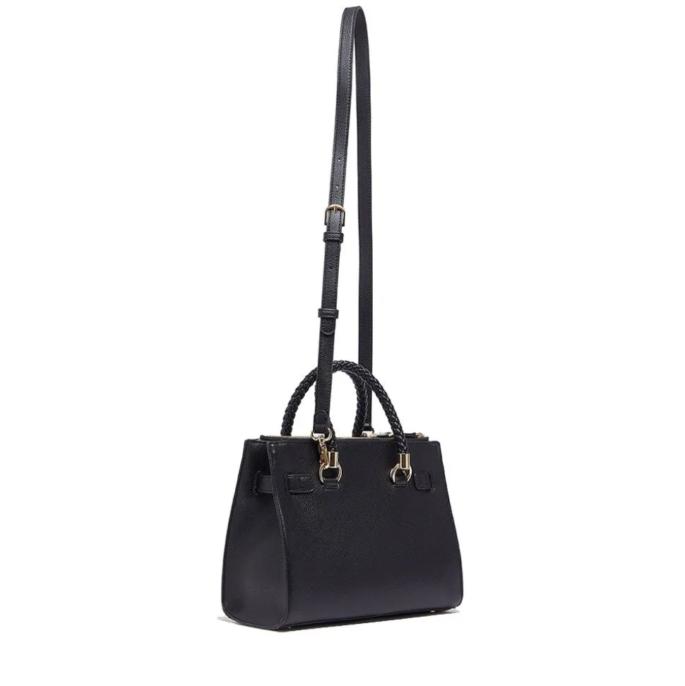 Borsa Donna a Mano LIU JO Better effetto Bottalato Nero con Charm