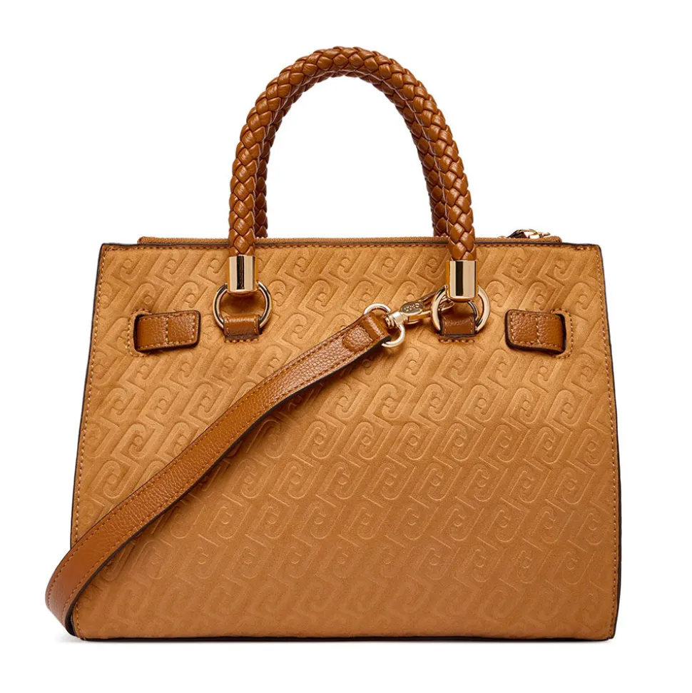 Borsa Donna a Mano LIU JO Marrone con Logo Monogram All Over