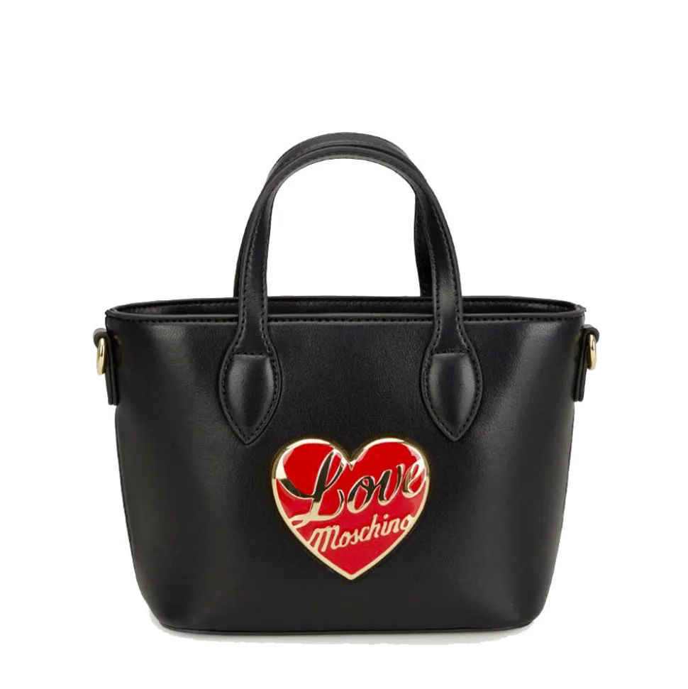 Borsa Donna a Mano LOVE MOSCHINO Nera con Cuore Rosso con Logo