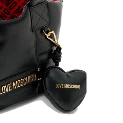 Borsa Donna a Mano LOVE MOSCHINO linea Puffy Logo Trapuntata Imbottita Nera