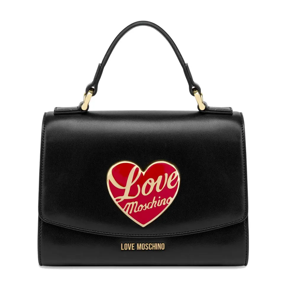 Borsa Donna a Mano LOVE MOSCHINO Nera con Cuore Logato