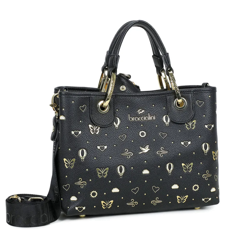 Borsa Donna a Mano Media BRACCIALINI linea Beth Strass Nera