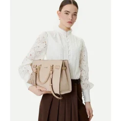 Borsa Donna a Mano Media LIU JO Neutro con Logo Monogram All Over