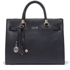 Borsa Donna a Mano Media LIU JO Better effetto Bottalato Nero con Charm