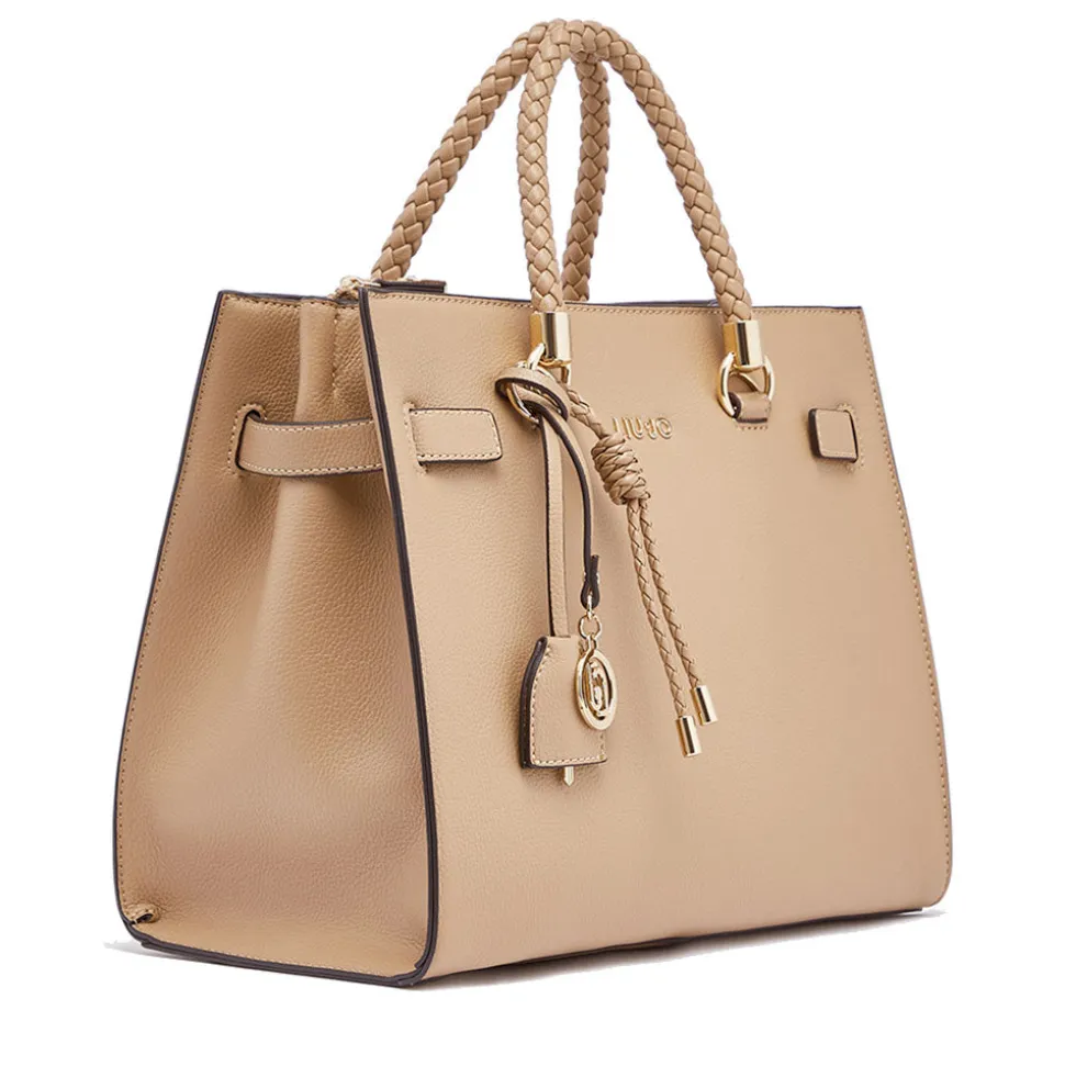 Borsa Donna a Mano Media LIU JO Better effetto Bottalato color Cammello con Charm