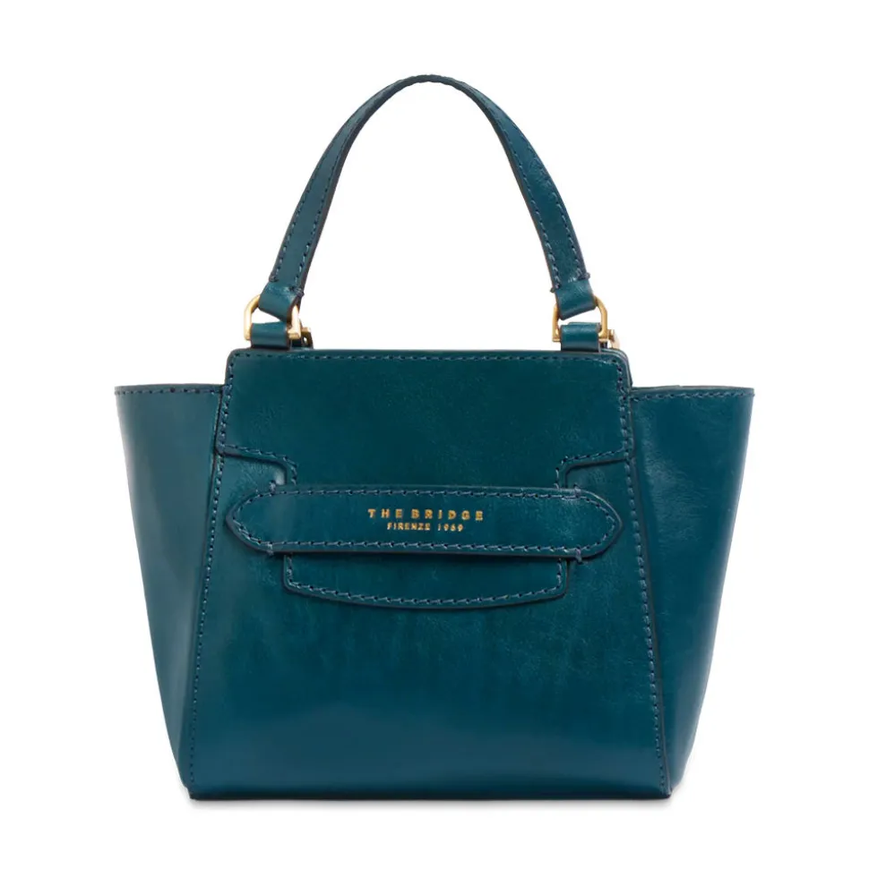 Borsa Donna a Mano THE BRIDGE linea Lucrezia in Pelle Blu Pavone