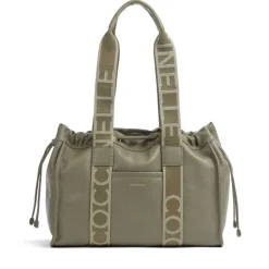Borsa Donna a Spalla COCCINELLE in Pelle Linea 2Day Signature Medium colore Laurel Green