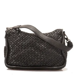 Borsa Donna a Spalla e Tracolla GIANNI CONTI in Pelle Intrecciata Nera