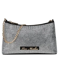 Borsa Donna a Spalla LOVE MOSCHINO Argento con Strass