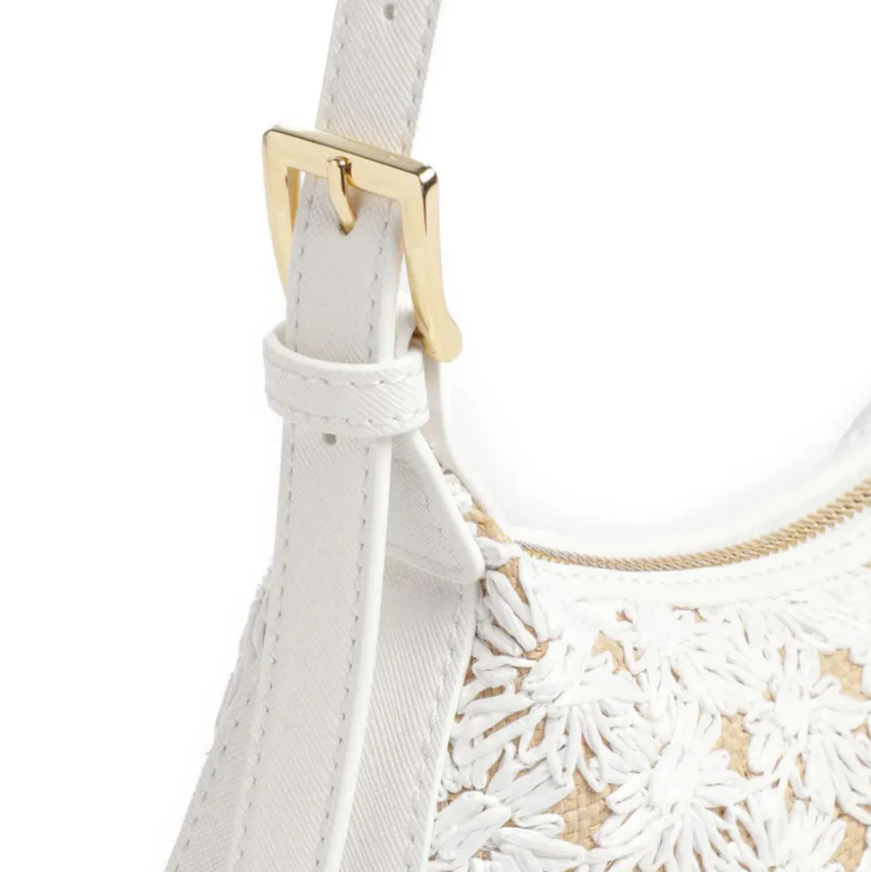 Borsa Donna a Spalla LOVE MOSCHINO linea Daisy in Ecopelle e Rafia Bianca