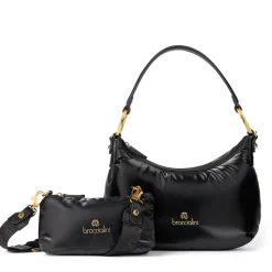 Borsa Donna a Spalla Media BRACCIALINI linea Beth Puffy in Nylon Nero