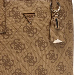 Borsa Donna a Spalla Shopper GUESS Linea Meridian colore Latte Logo