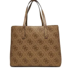 Borsa Donna a Spalla Shopper GUESS Linea Meridian colore Latte Logo