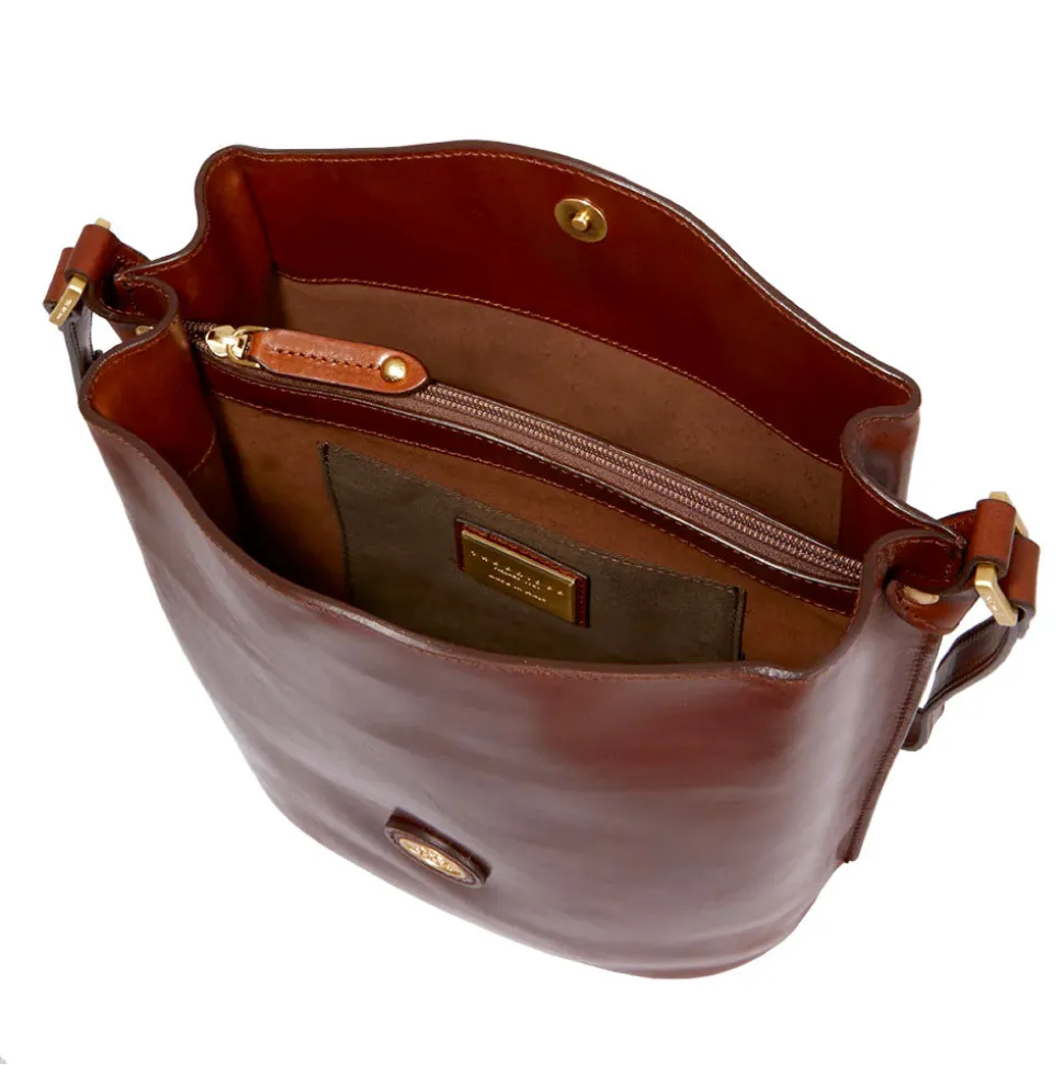 Borsa Donna a Tracolla a Secchiello THE BRIDGE in Pelle Marrone linea Story