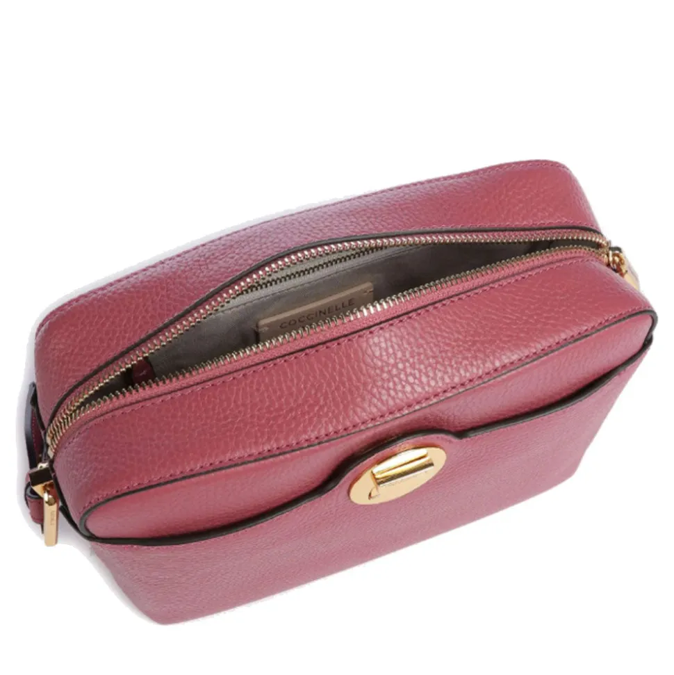 Borsa Donna a Tracolla chiusa con Zip COCCINELLE in Pelle Linea Liya Signature colore Rosewood