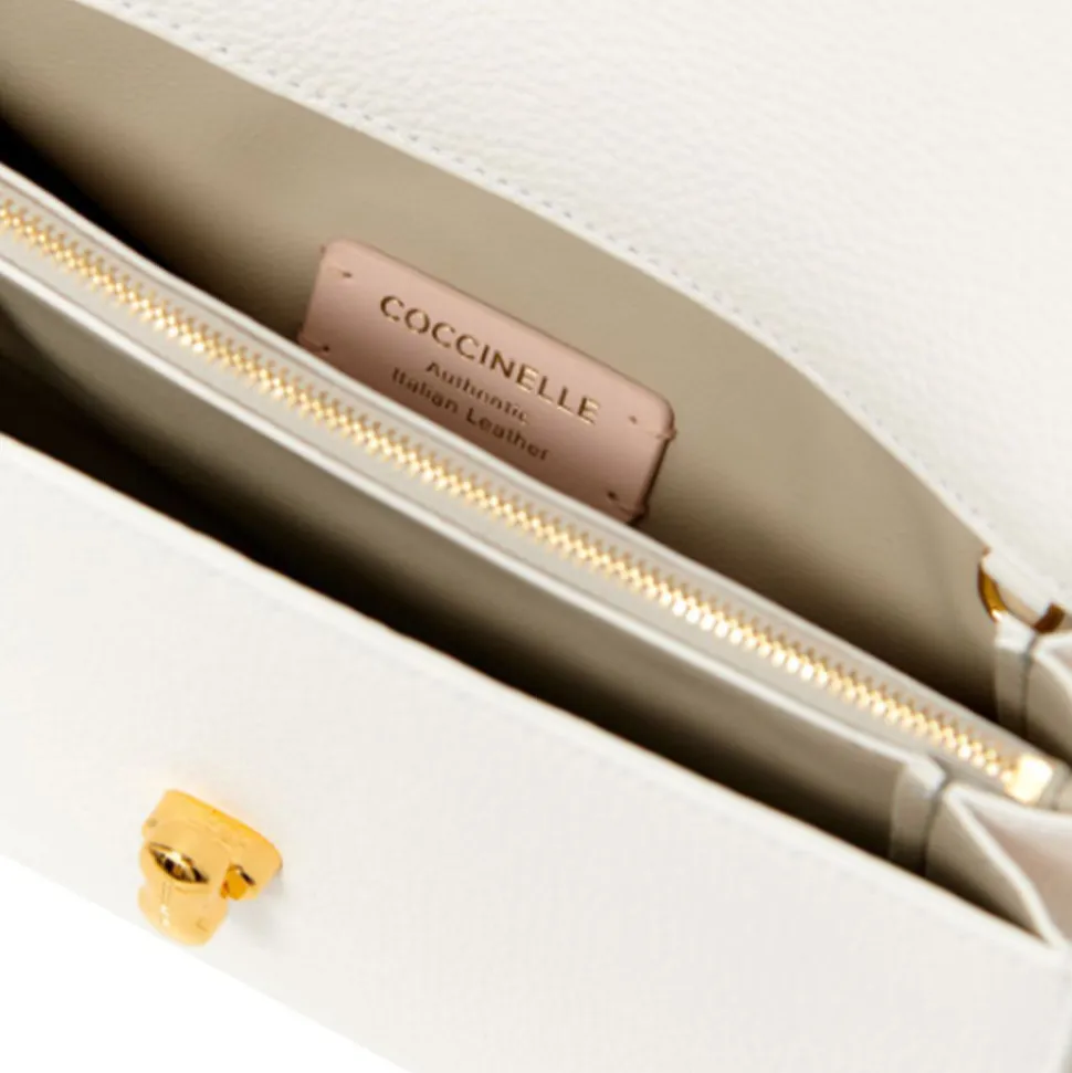 Borsa Donna a Tracolla COCCINELLE in Pelle linea Binxie Medium colore Brillant White