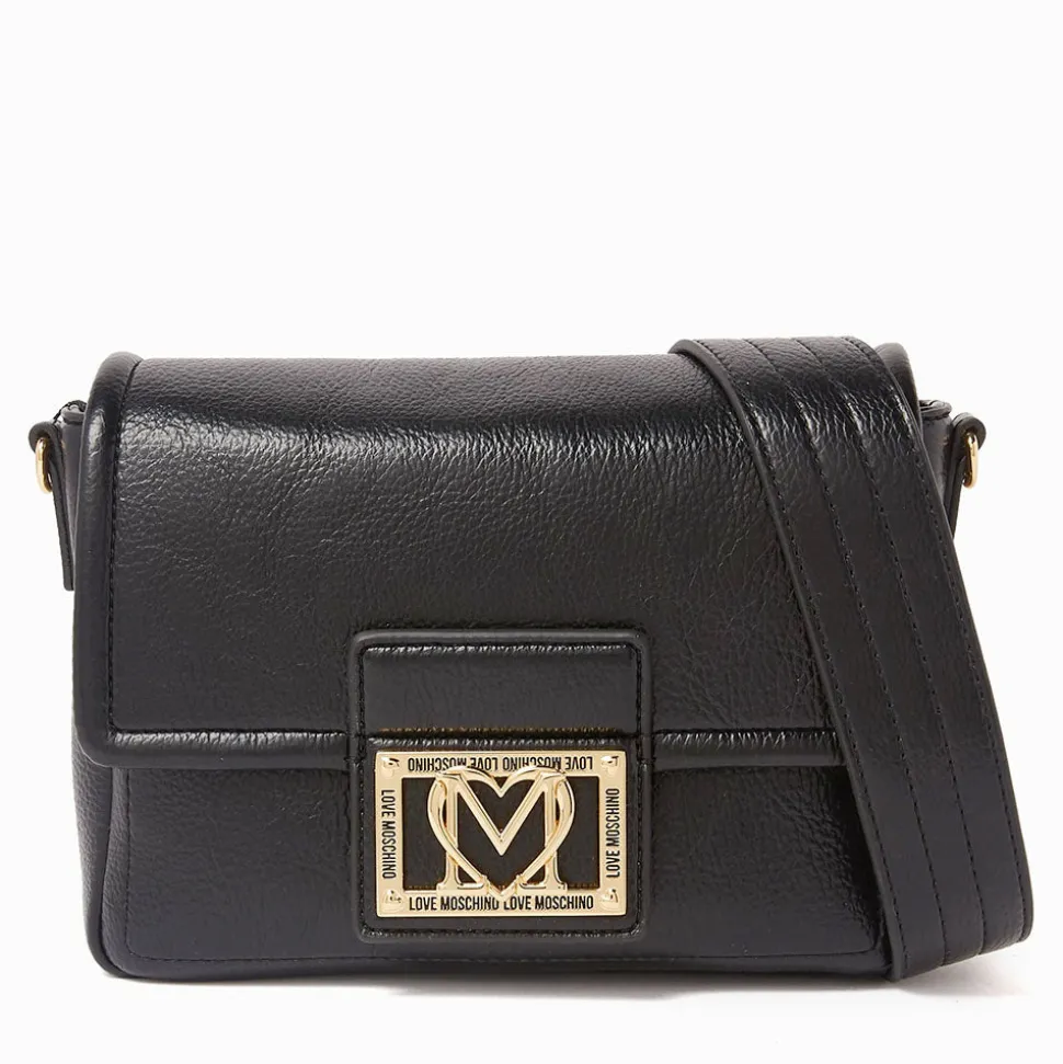 Borsa Donna a Tracolla LOVE MOSCHINO Nera con Placca Quadrata con Logo