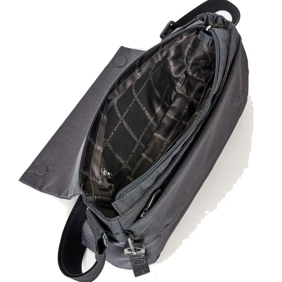 Borsa Donna a Tracolla MANDARINA DUCK Chiusa con Pattina in Tessuto colore Steel Linea MD20