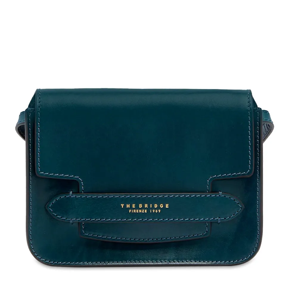Borsa Donna a Tracolla Media THE BRIDGE linea Lucrezia in Pelle Blu Pavone