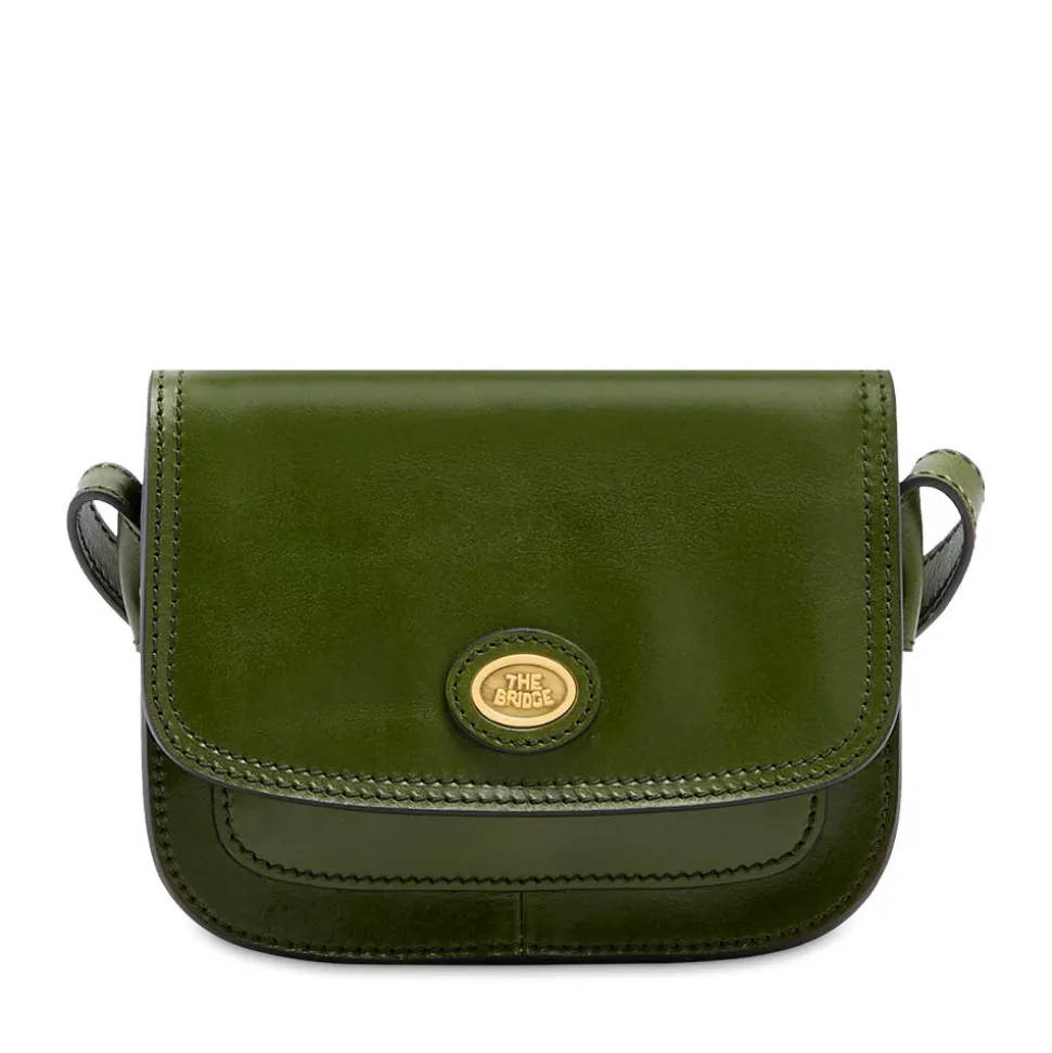 Borsa Donna a Tracolla Small THE BRIDGE linea Story in Pelle Verde Maggiorana