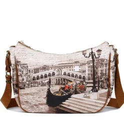 Borsa Donna Hobo Bag a Tracolla Y NOT YES-628 Stampa Venice Postcard