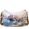 Borsa Donna Hobo Bag a Tracolla Y NOT YES-628 Stampa Polignano Coast