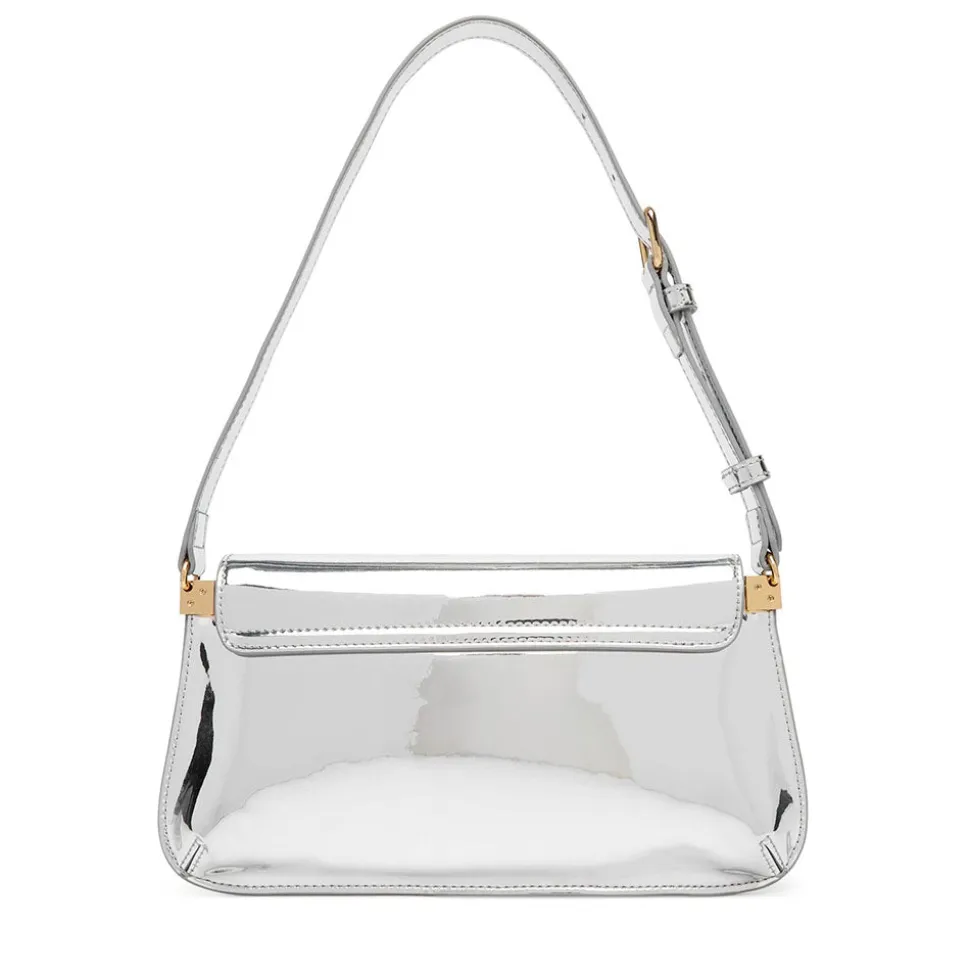 Borsa Piatta a Spalla LOVE MOSCHINO linea Lettering Logo Mirror Argento