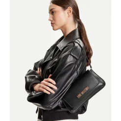 Borsa Piatta a Spalla LOVE MOSCHINO linea Lettering Logo Nero