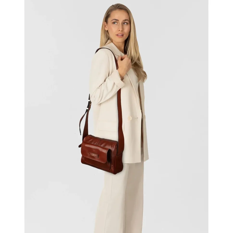 Camera Case Donna a Tracolla THE BRIDGE linea Flora in Pelle Marrone