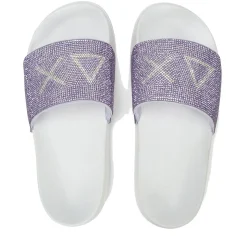 Ciabatte da Donna Sun68 Linea Slippers Strass Logo Colore Bianco - Lilla - X36211