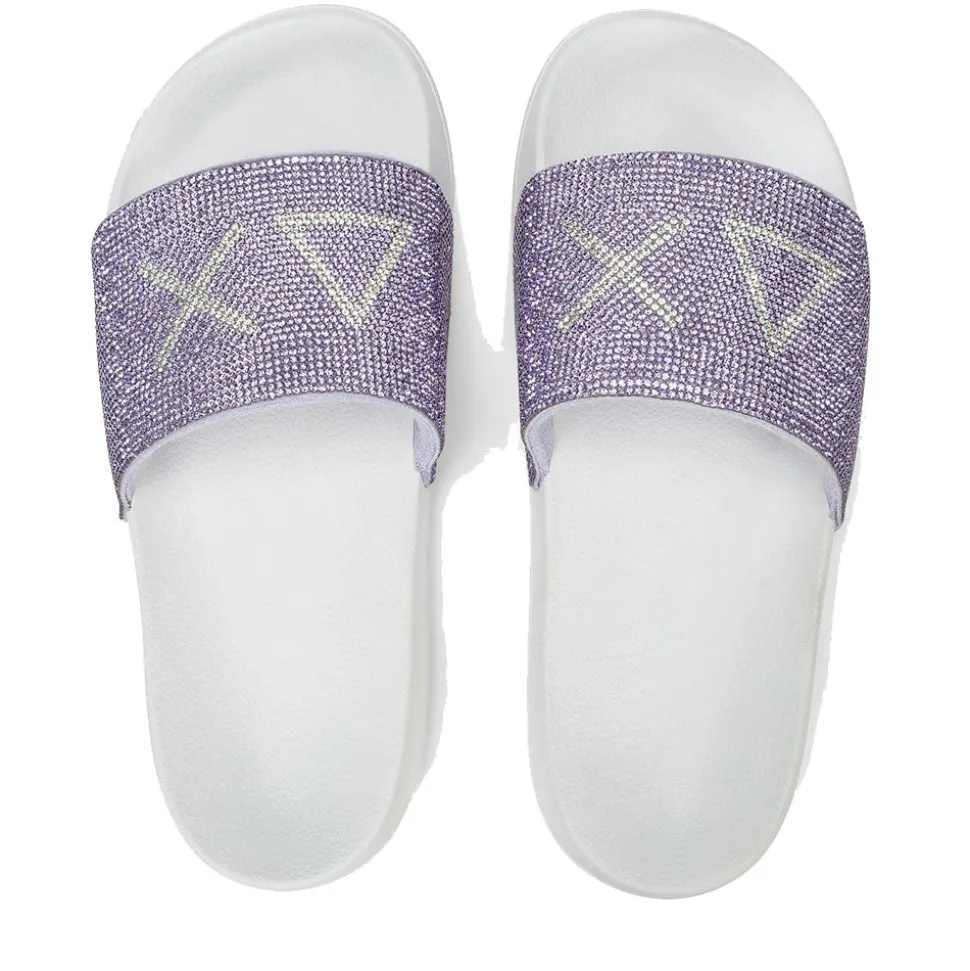 Ciabatte da Donna Sun68 Linea Slippers Strass Logo Colore Bianco - Lilla - X36211