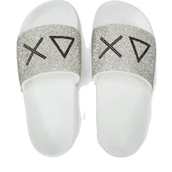 Ciabatte da Donna Sun68 Linea Slippers Strass Logo Colore Bianco - X36211