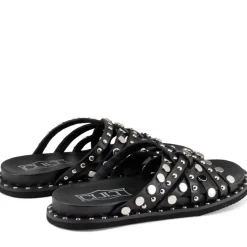 Ciabatte Donna CULT Roshelle 4275 in Pelle Colore Nero con Borchie Piatte Applicate