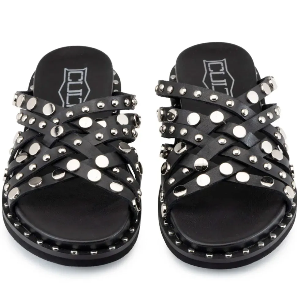 Ciabatte Donna CULT Roshelle 4275 in Pelle Colore Nero con Borchie Piatte Applicate