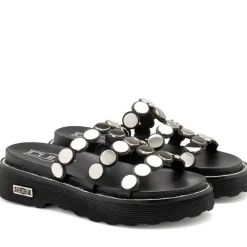 Ciabatte Donna CULT Ziggy 4769 in Pelle Nera con Borchie Piatte