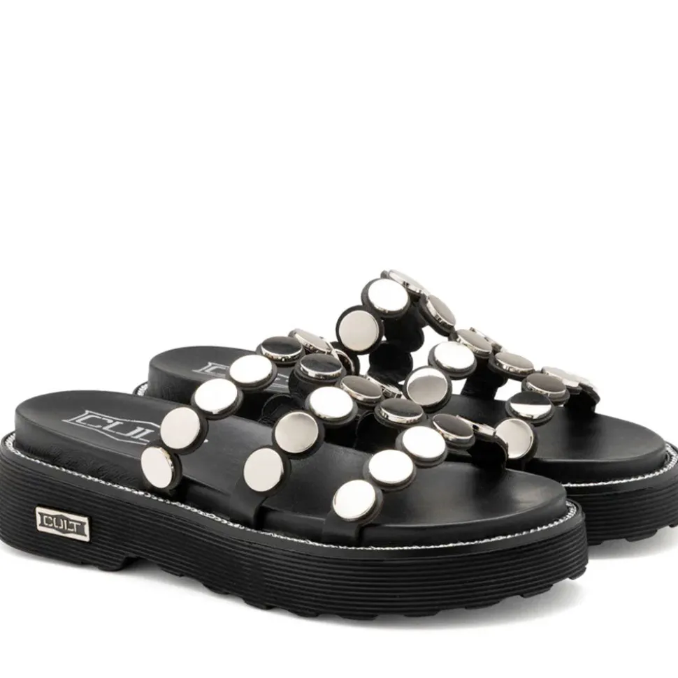 Ciabatte Donna CULT Ziggy 4769 in Pelle Nera con Borchie Piatte