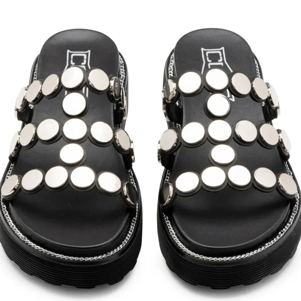 Ciabatte Donna CULT Ziggy 4769 in Pelle Nera con Borchie Piatte