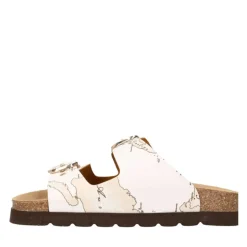 Ciabatte Donna Doppia Fascia 1A Classe Alviero Martini in Eco Nappa stampa Geo White 1422